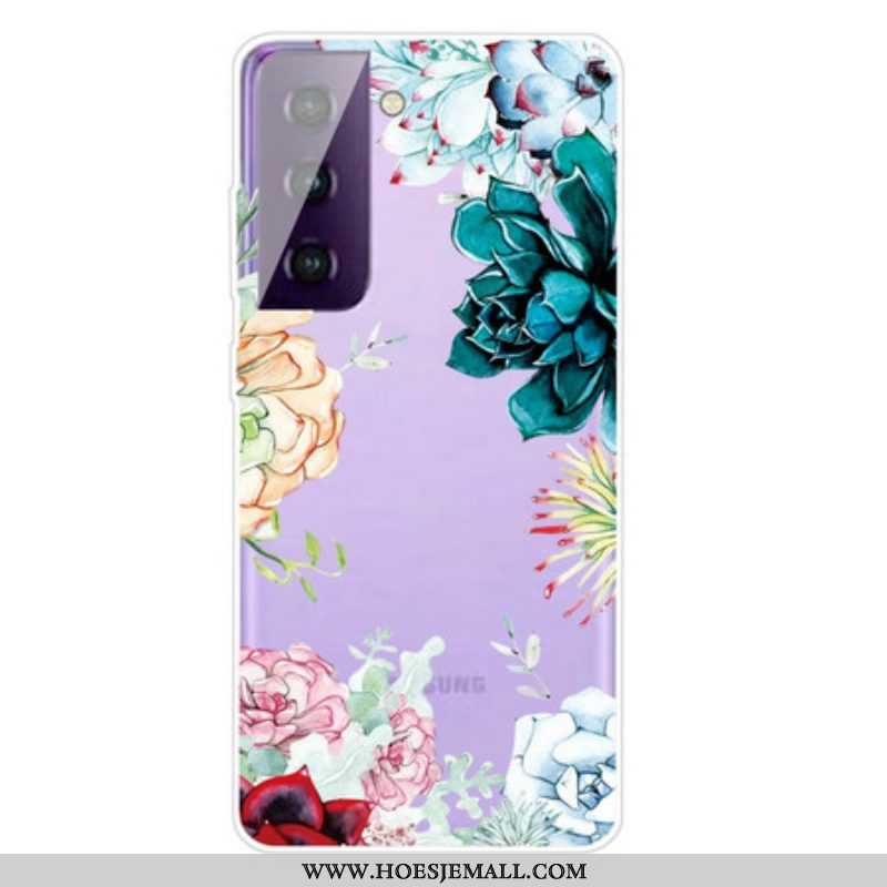 Hoesje voor Samsung Galaxy S21 5G Aquarel Bloemen