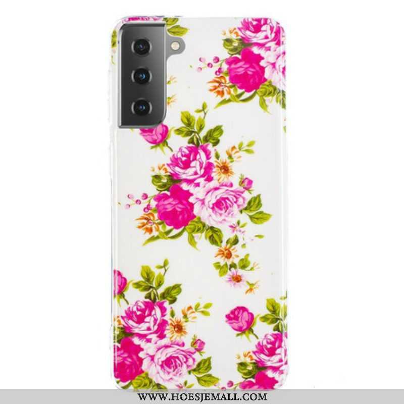 Telefoonhoesje voor Samsung Galaxy S21 5G Fluorescerende Vrijheidsbloemen