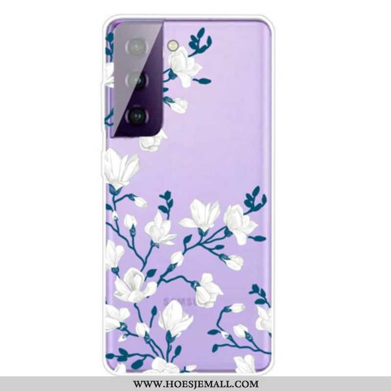 Telefoonhoesje voor Samsung Galaxy S21 5G Witte Bloemen