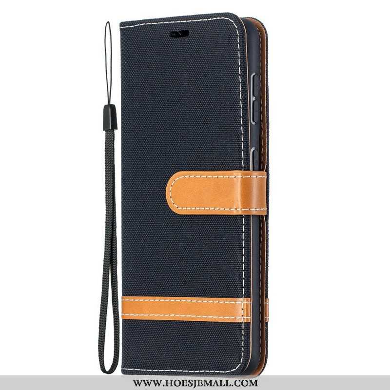 Folio-hoesje voor Samsung Galaxy S21 5G Met Ketting Band Van Stof En Leereffect