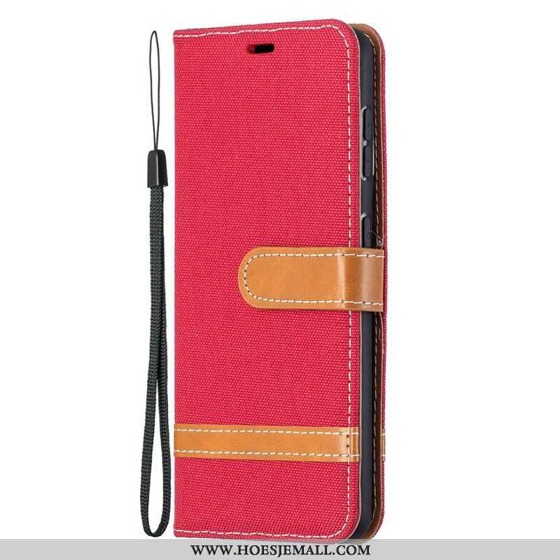 Folio-hoesje voor Samsung Galaxy S21 5G Met Ketting Band Van Stof En Leereffect