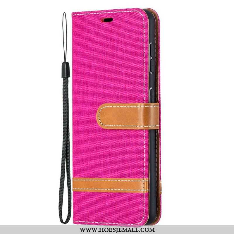 Folio-hoesje voor Samsung Galaxy S21 5G Met Ketting Band Van Stof En Leereffect