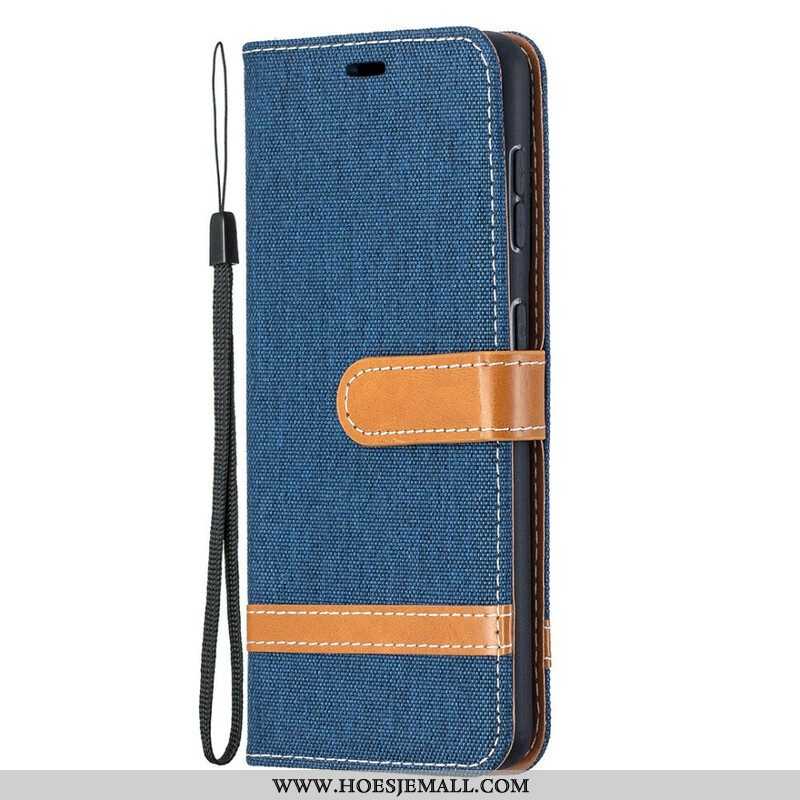 Folio-hoesje voor Samsung Galaxy S21 5G Met Ketting Band Van Stof En Leereffect