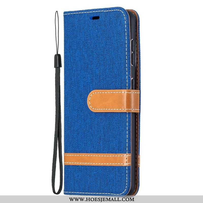 Folio-hoesje voor Samsung Galaxy S21 5G Met Ketting Band Van Stof En Leereffect