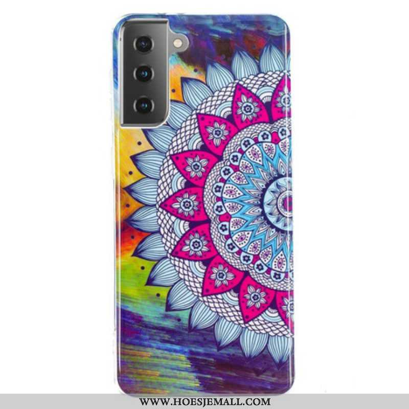 Hoesje voor Samsung Galaxy S21 5G Fluorescerende Kleurrijke Mandala