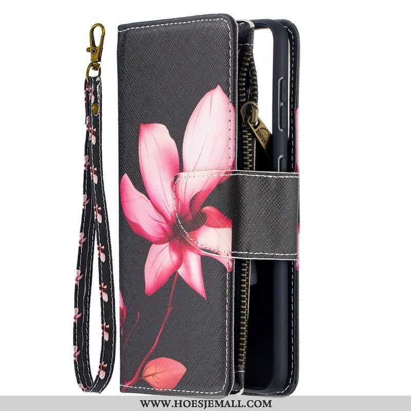 Flip Case voor Samsung Galaxy S21 5G Bloemzak Met Ritssluiting