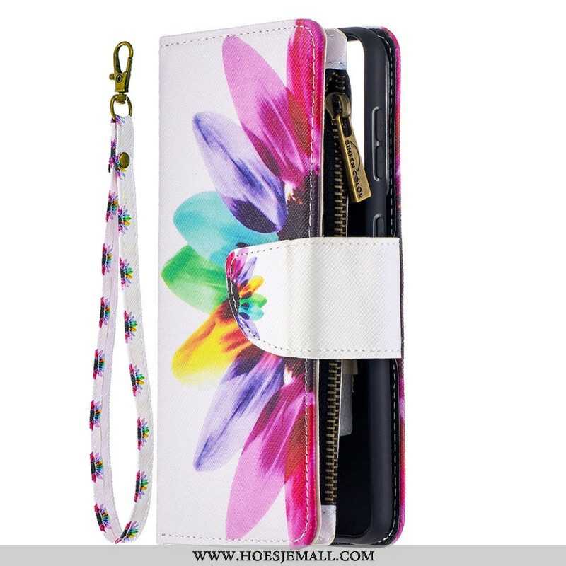 Flip Case voor Samsung Galaxy S21 5G Bloemzak Met Ritssluiting