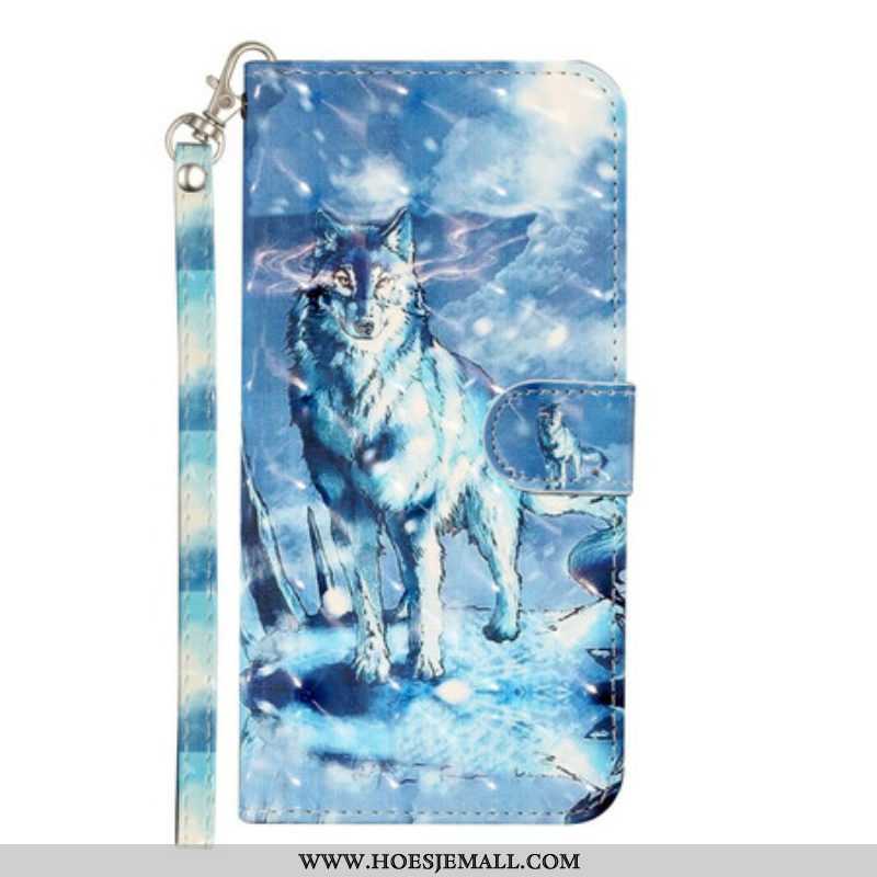 Leren Hoesje voor Samsung Galaxy S21 5G Met Ketting Wolf Light Schijnwerpers Met Riem