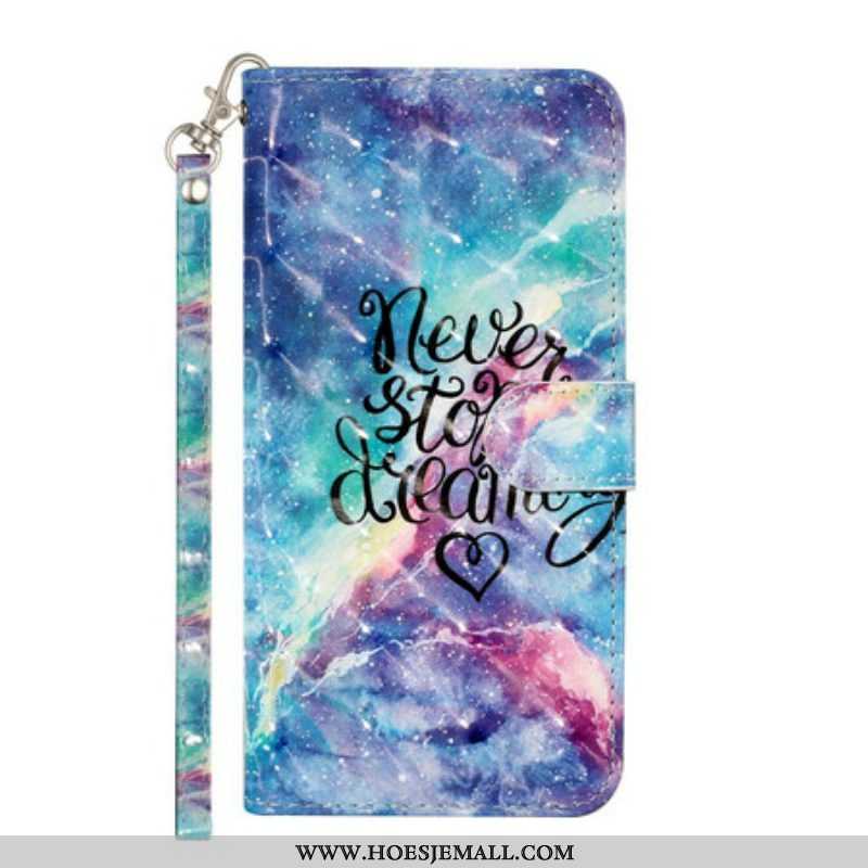 Leren Hoesje voor Samsung Galaxy S21 5G Stop Nooit Met Lanyard