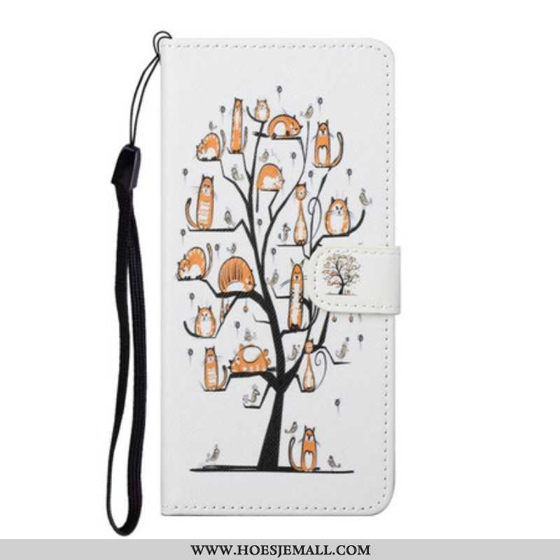 Folio-hoesje voor Samsung Galaxy S21 5G Met Ketting Funky Cats Met Riem