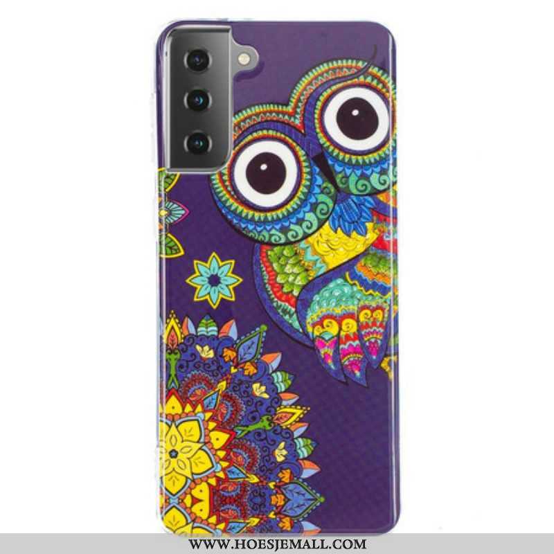 Hoesje voor Samsung Galaxy S21 5G Fluorescerende Uil Mandala