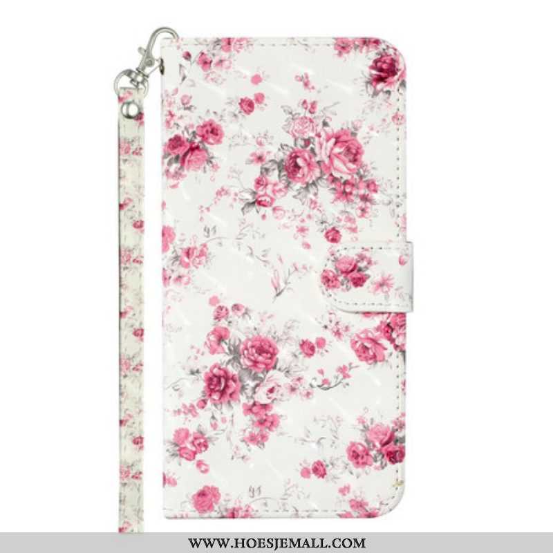 Leren Hoesje voor Samsung Galaxy S21 5G Met Ketting Band Lichtvlek Bloemen