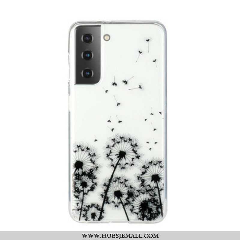 Hoesje voor Samsung Galaxy S21 5G Naadloze Zwarte Paardebloemen