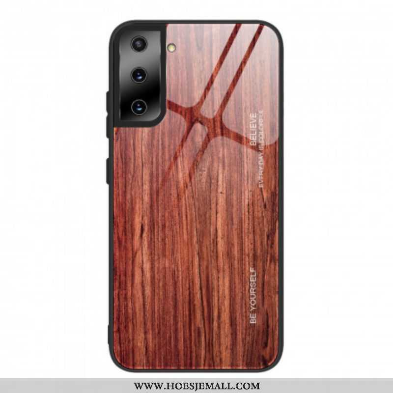 Telefoonhoesje voor Samsung Galaxy S21 5G Houtdesign Gehard Glas