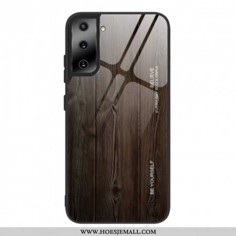 Telefoonhoesje voor Samsung Galaxy S21 5G Houtdesign Gehard Glas