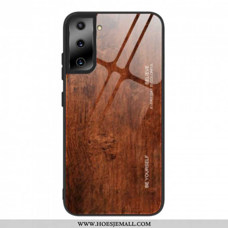 Telefoonhoesje voor Samsung Galaxy S21 5G Houtdesign Gehard Glas