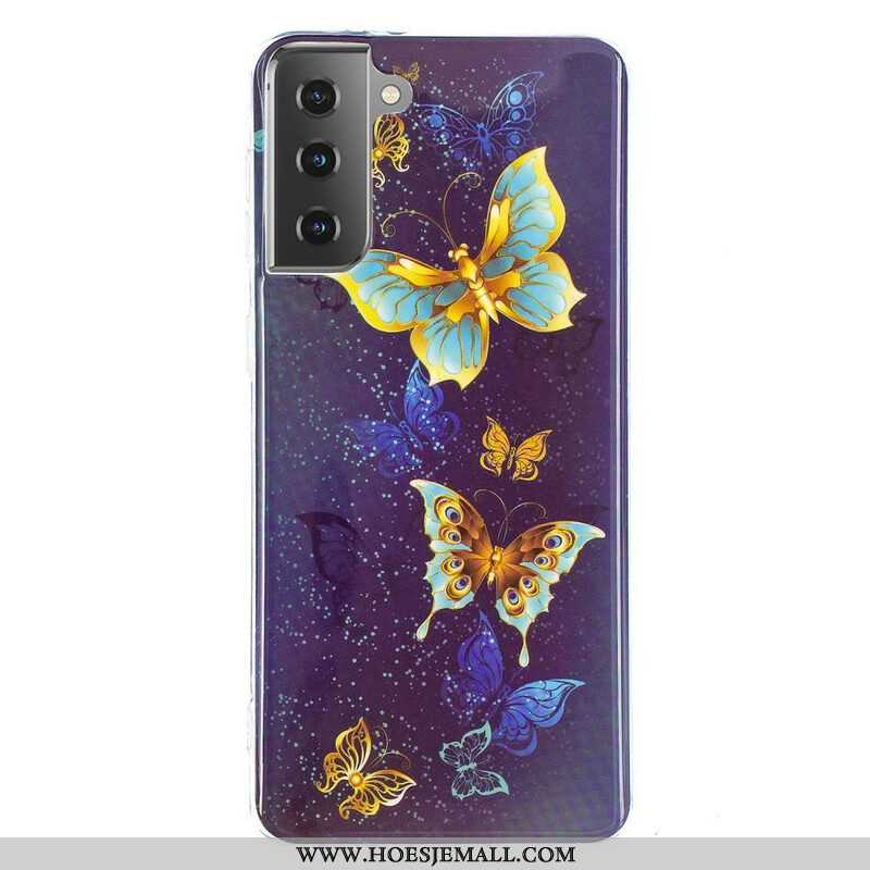 Hoesje voor Samsung Galaxy S21 5G Fluorescerende Vlinders Serie