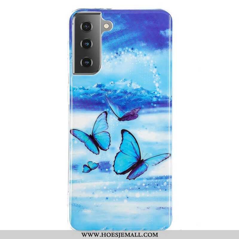 Hoesje voor Samsung Galaxy S21 5G Fluorescerende Vlinders Serie