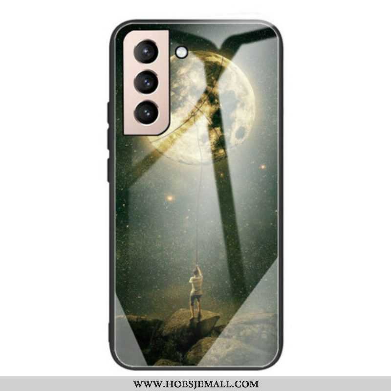 Hoesje voor Samsung Galaxy S21 FE Moon Man Gehard Glas