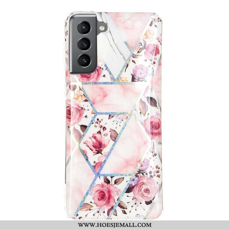 Hoesje voor Samsung Galaxy S21 FE Gemarmerde Bloemen