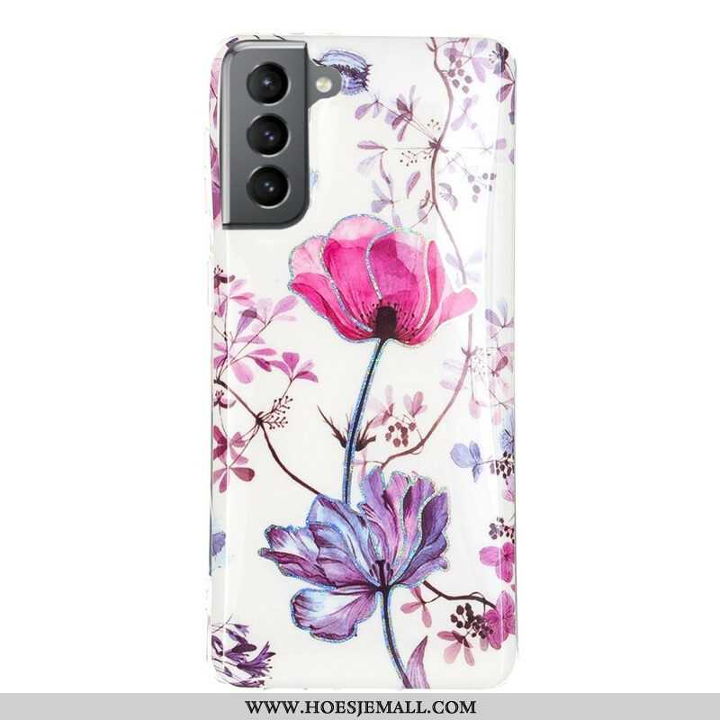 Hoesje voor Samsung Galaxy S21 FE Gemarmerde Bloemen