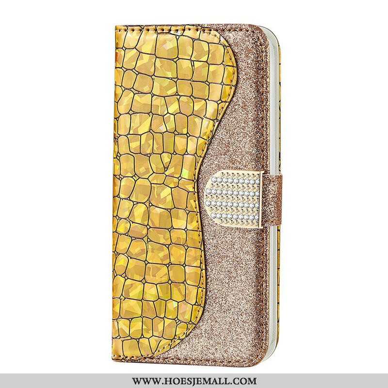 Folio-hoesje voor Samsung Galaxy S21 FE Krokodil Diamanten