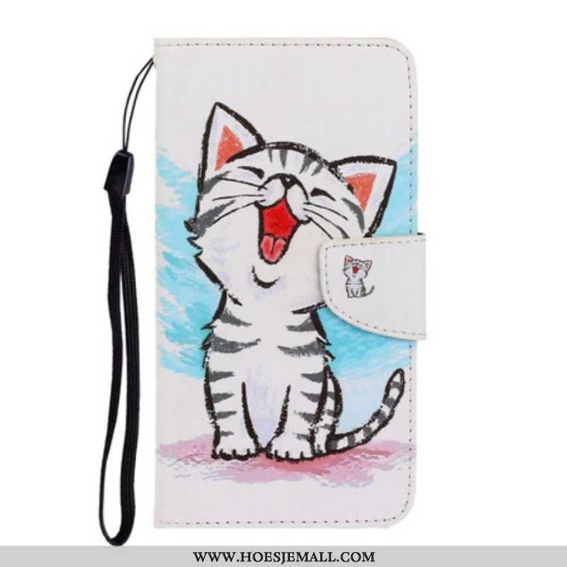 Folio-hoesje voor Samsung Galaxy S21 FE Met Ketting Strappy Kleur Kitten