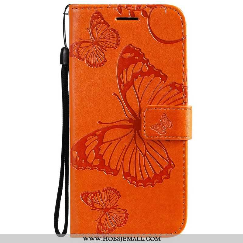 Leren Hoesje voor Samsung Galaxy S21 FE Met Ketting Gigantische Riemvlinders