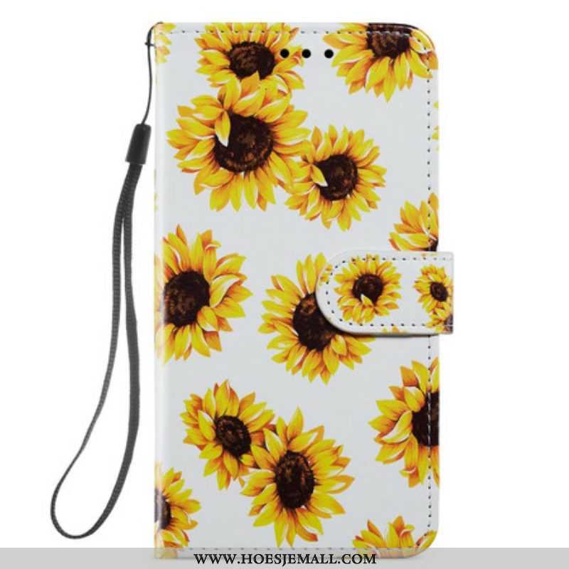 Leren Hoesje voor Samsung Galaxy S21 FE Zonnebloemen