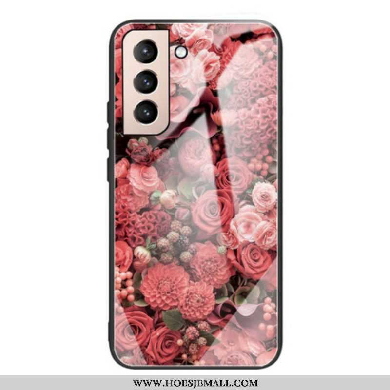 Hoesje voor Samsung Galaxy S21 FE Rose Bloemen Gehard Glas