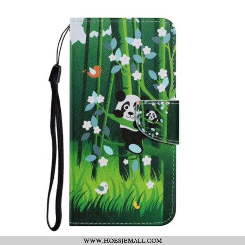 Leren Hoesje voor Samsung Galaxy S21 FE Panda Wandeling