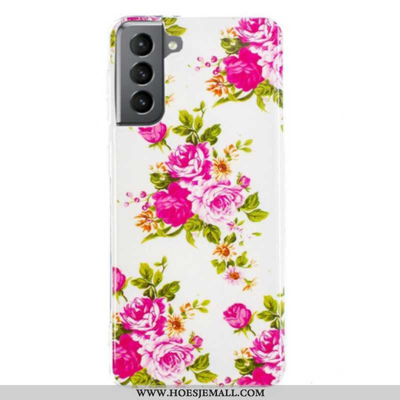 Hoesje voor Samsung Galaxy S21 FE Fluorescerende Vrijheidsbloemen