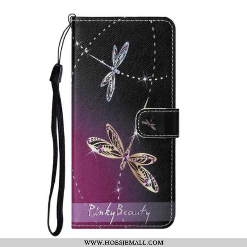 Leren Hoesje voor Samsung Galaxy S21 FE Met Ketting Strappy Libellen