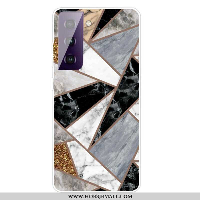 Hoesje voor Samsung Galaxy S21 FE Variabel Geometrisch Marmer