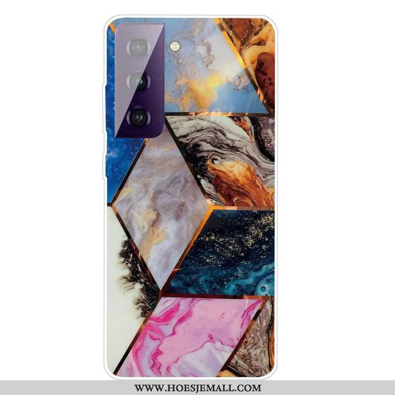 Hoesje voor Samsung Galaxy S21 FE Variabel Geometrisch Marmer