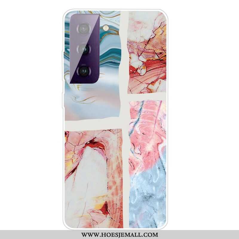 Hoesje voor Samsung Galaxy S21 FE Variabel Geometrisch Marmer