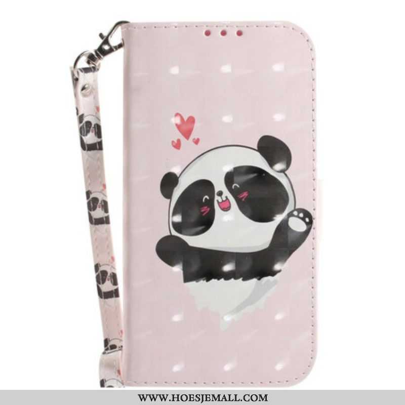 Folio-hoesje voor Samsung Galaxy S21 FE Met Ketting Panda Love Met Sleutelkoord