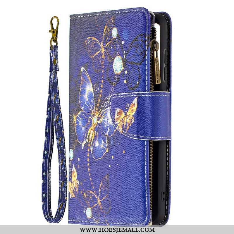 Leren Hoesje voor Samsung Galaxy S21 FE Vlinders Vlinders Zip Pouch