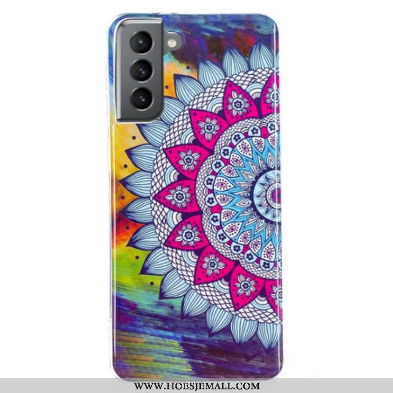 Hoesje voor Samsung Galaxy S21 FE Fluorescerende Kleurrijke Mandala