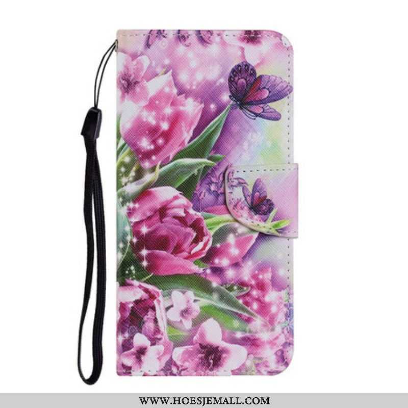 Folio-hoesje voor Samsung Galaxy S21 FE Vlinders En Tulpen