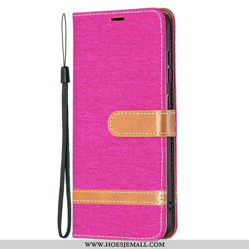 Leren Hoesje voor Samsung Galaxy S21 FE Met Ketting Band Van Stof En Leereffect