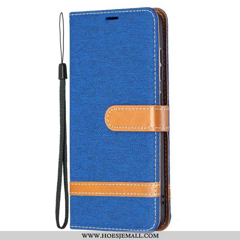 Leren Hoesje voor Samsung Galaxy S21 FE Met Ketting Band Van Stof En Leereffect