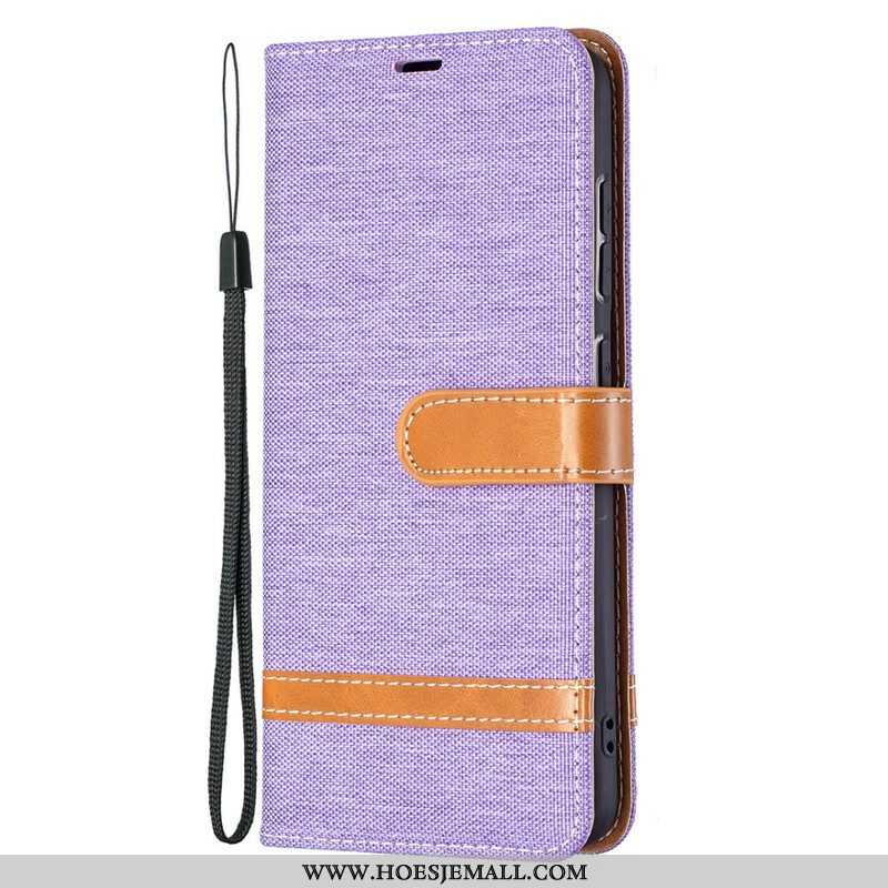 Leren Hoesje voor Samsung Galaxy S21 FE Met Ketting Band Van Stof En Leereffect