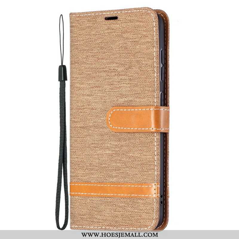 Leren Hoesje voor Samsung Galaxy S21 FE Met Ketting Band Van Stof En Leereffect