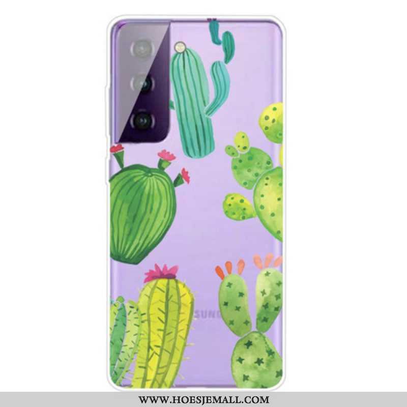 Hoesje voor Samsung Galaxy S21 FE Aquarel Cactussen