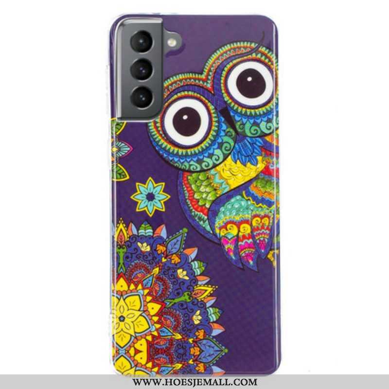 Hoesje voor Samsung Galaxy S21 FE Fluorescerende Uil Mandala