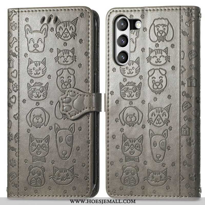 Leren Hoesje voor Samsung Galaxy S21 FE Geanimeerde Dieren