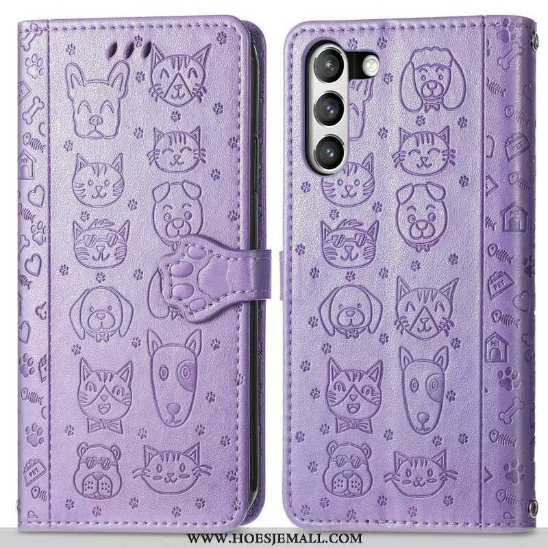 Leren Hoesje voor Samsung Galaxy S21 FE Geanimeerde Dieren