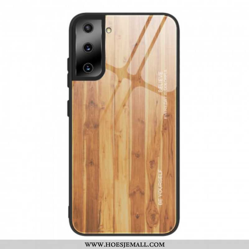 Hoesje voor Samsung Galaxy S21 Plus 5G Houtdesign Gehard Glas