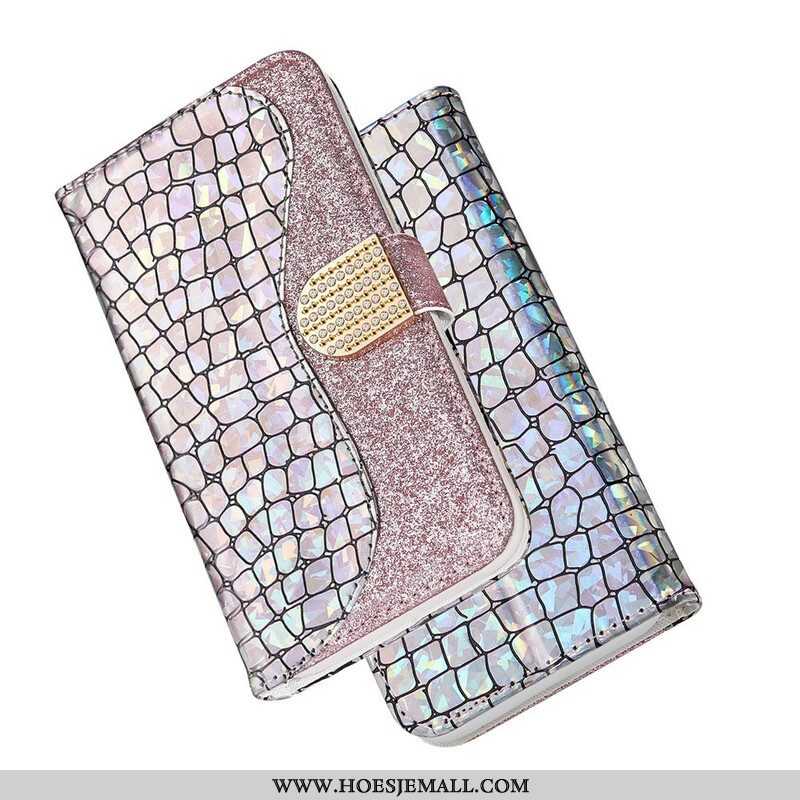 Folio-hoesje voor Samsung Galaxy S21 Plus 5G Krokodil Diamanten